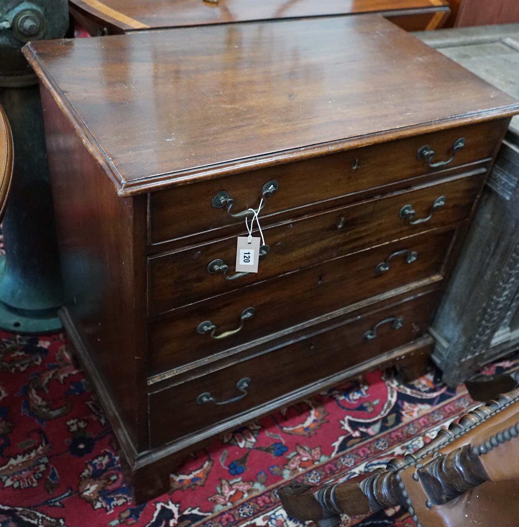A small George III mahogany chest, width 79cm, depth 46cm, height 77cm